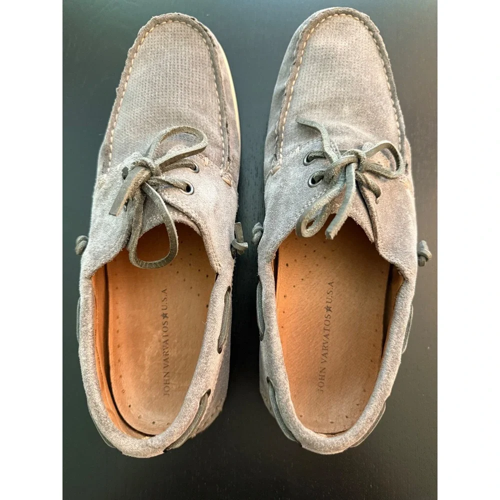 John Varvatos USA Mens Suede Boat Shoes Size 8M Gray Slip-On Deck Resortwear